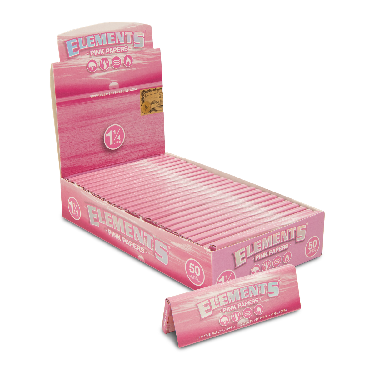 Elements Pink 1 1/4 Size Rolling Papers