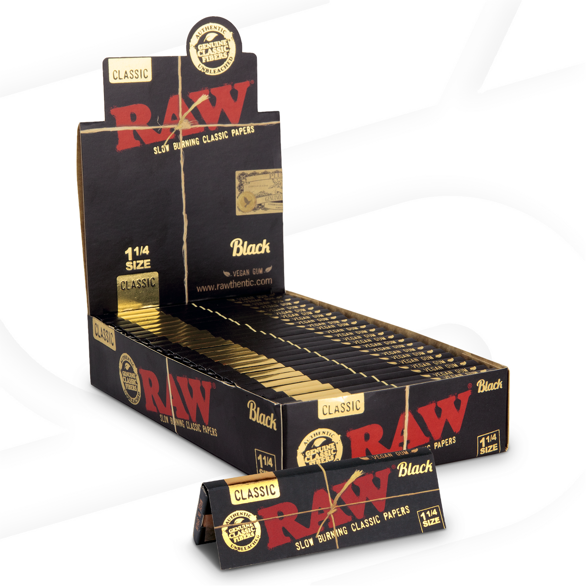 RAW Black Classic 1 1/4 Rolling Papers Rolling Papers RAWB-RPBK-1402 esd-official