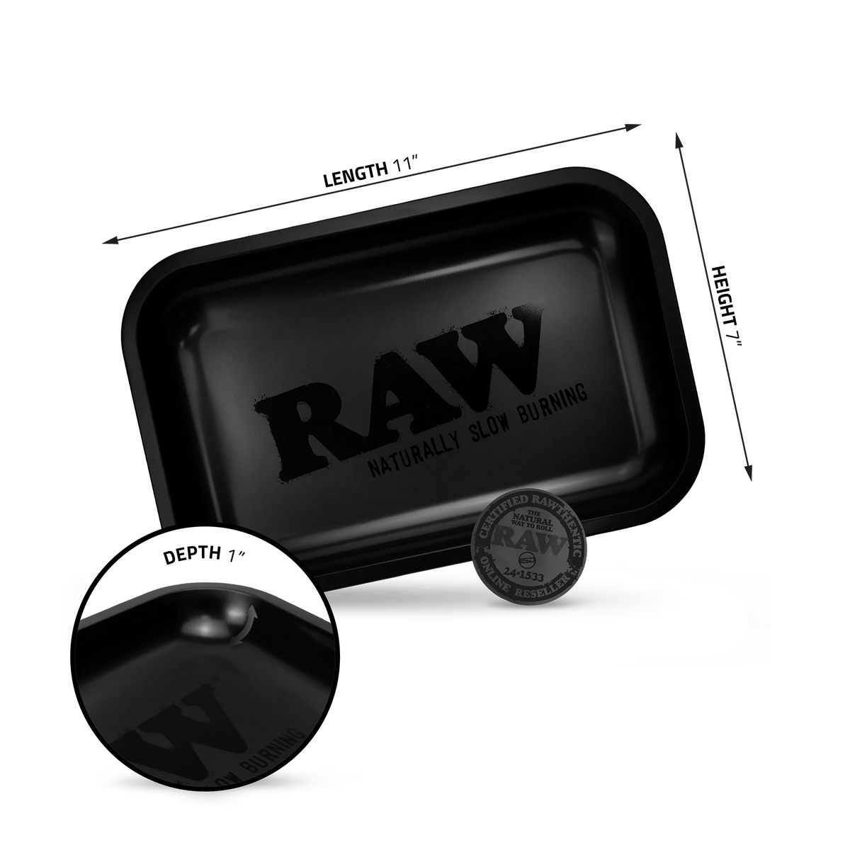 RAW Magnetic Snuffer + RAW Matte Black Tray Small 10.8&quot; x 6.8&quot; BNDL-CD2P-R2RD esd-official