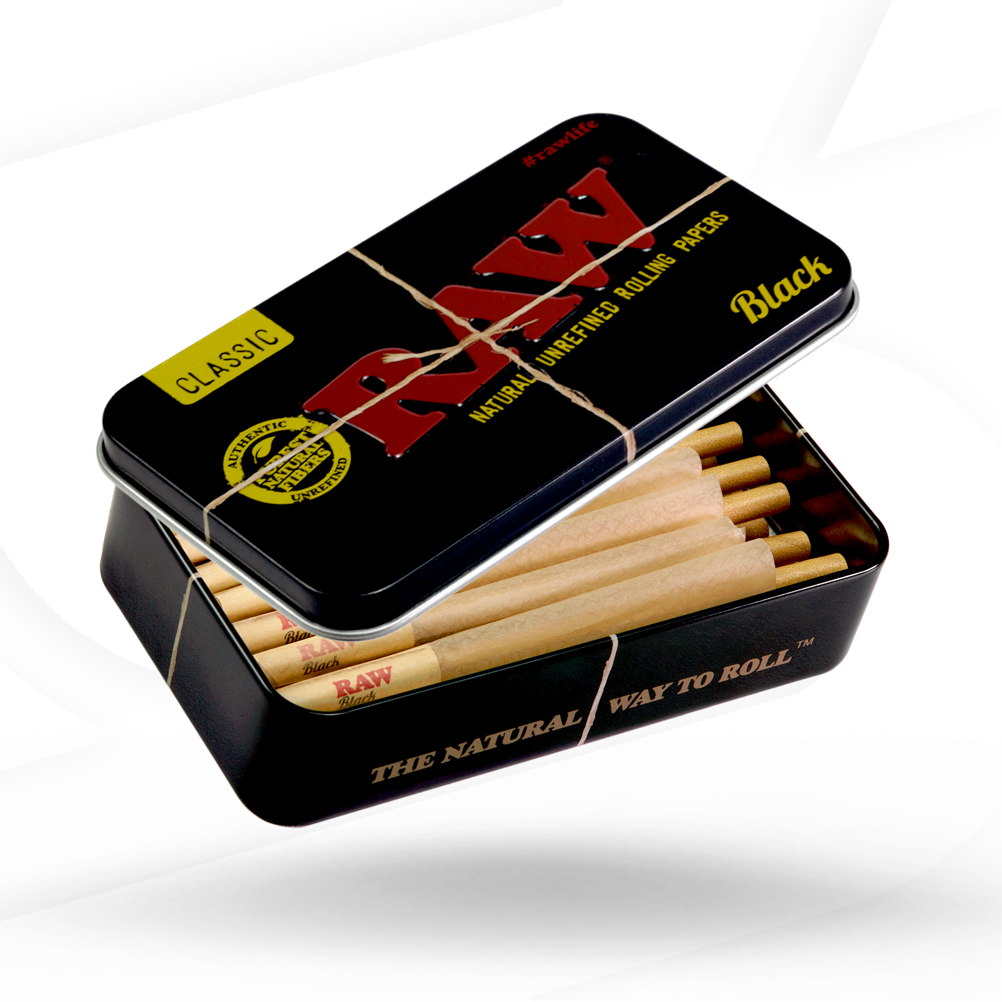 RAW Black 1 1/4 Bundle with Protective Tin Box Bundles RAWR-CNCL-1403 esd-official