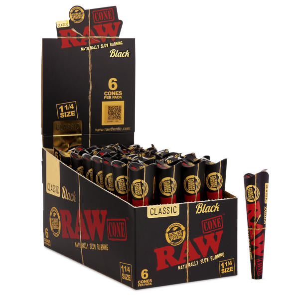 RAW Black 1 1/4 Cones 6 Pack ESD Official