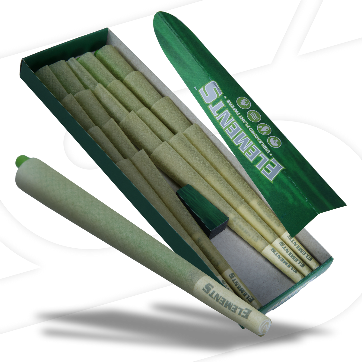 Elements Green Pre Rolled Cones RAW Cones esd-official
