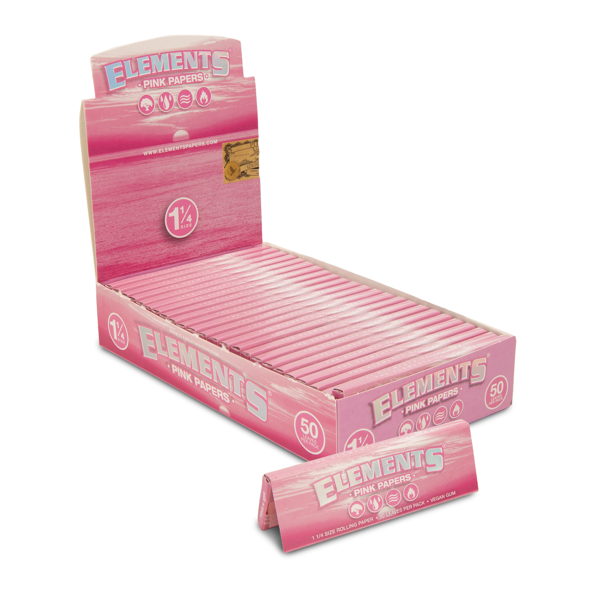 Elements Pink 1 1/4 Size Rolling Papers Rolling Papers ELEB-RPAA-1402 esd-official