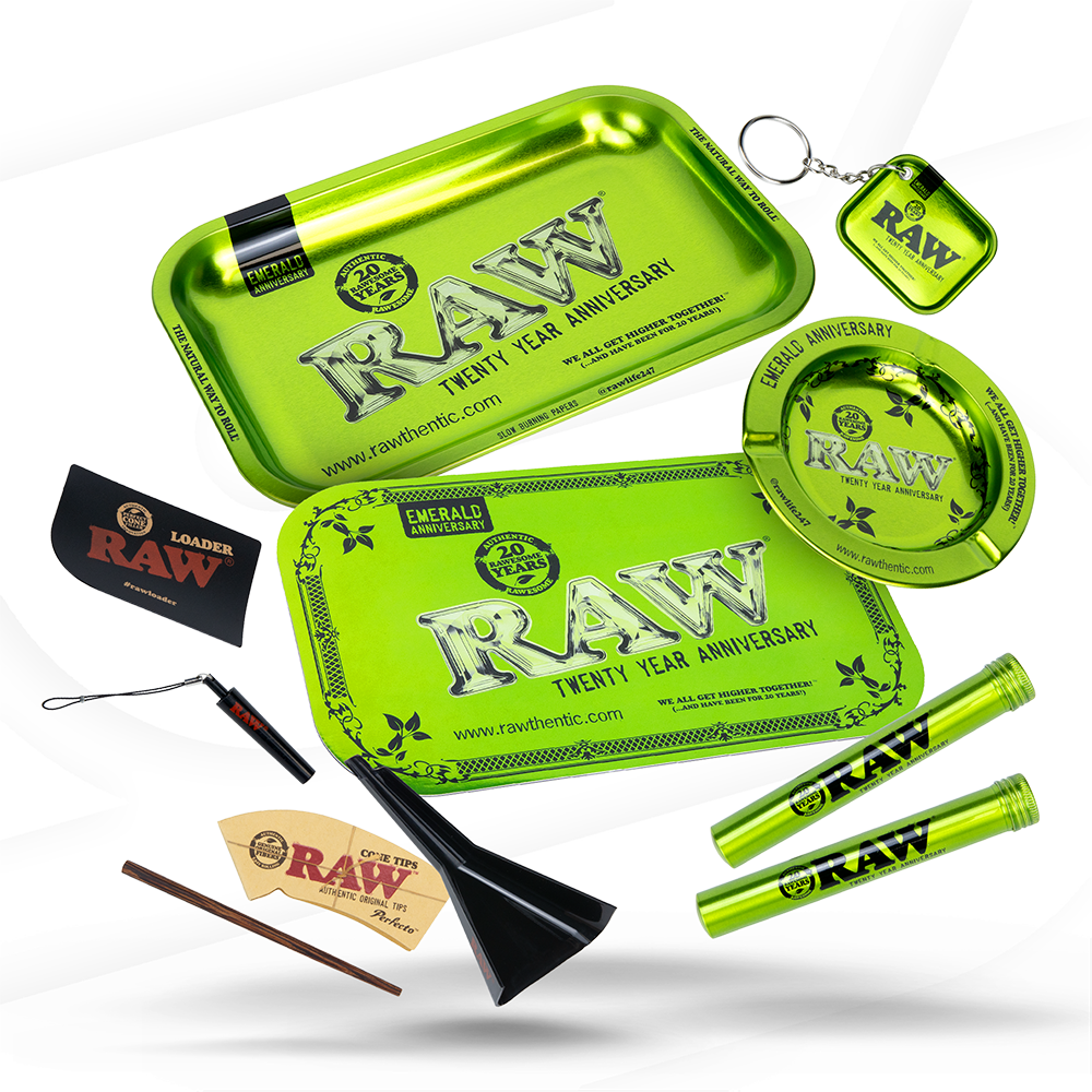 RAW 20th Anniversary Emerald Smoker Set Rolling Trays RAWK-AAXX-0021 esd-official