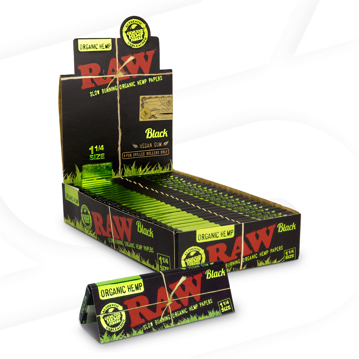 RAW Black 1 1/4 Organic Hemp Rolling Papers Rolling Papers RAWB-RPOB-1402 esd-official