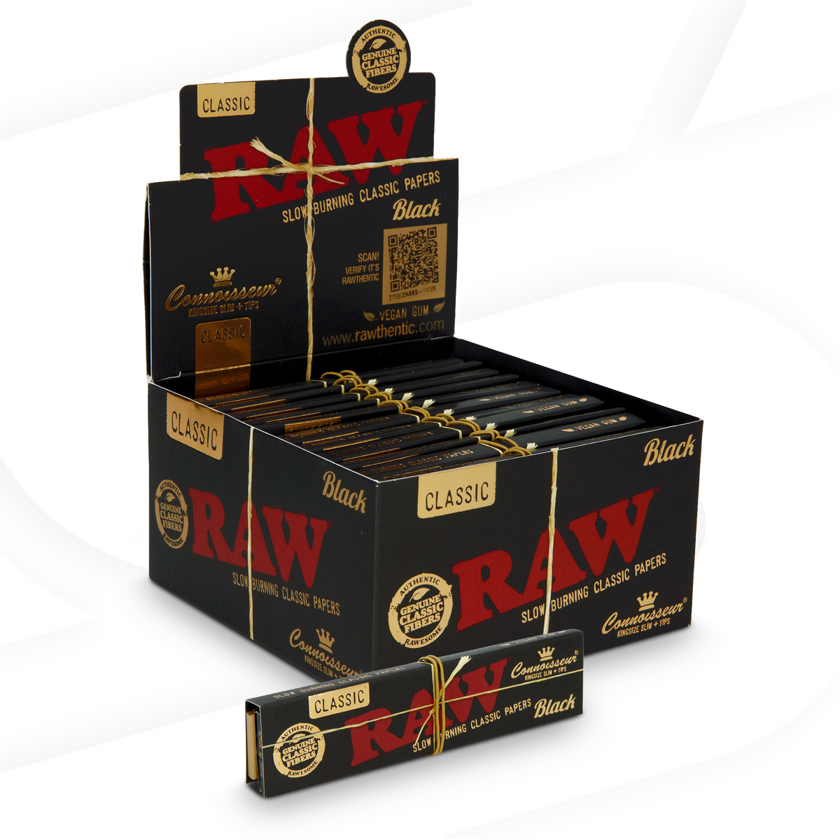 RAW Black Connoisseur King Size Slim Rolling Papers Rolling Papers RAWB-RPBK-KS01 esd-official