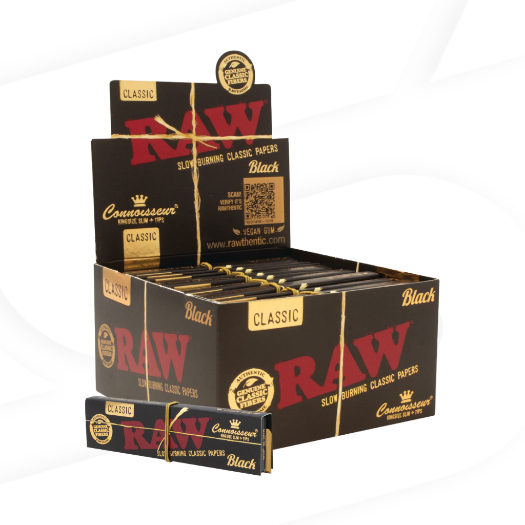 RAW Black Connoisseur King Size Slim Rolling Papers - ESD Official