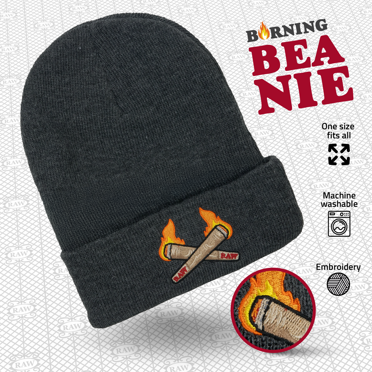 RAW Burning Cones Beanie Clothing Accessories RAWU-APAA-0084 esd-official