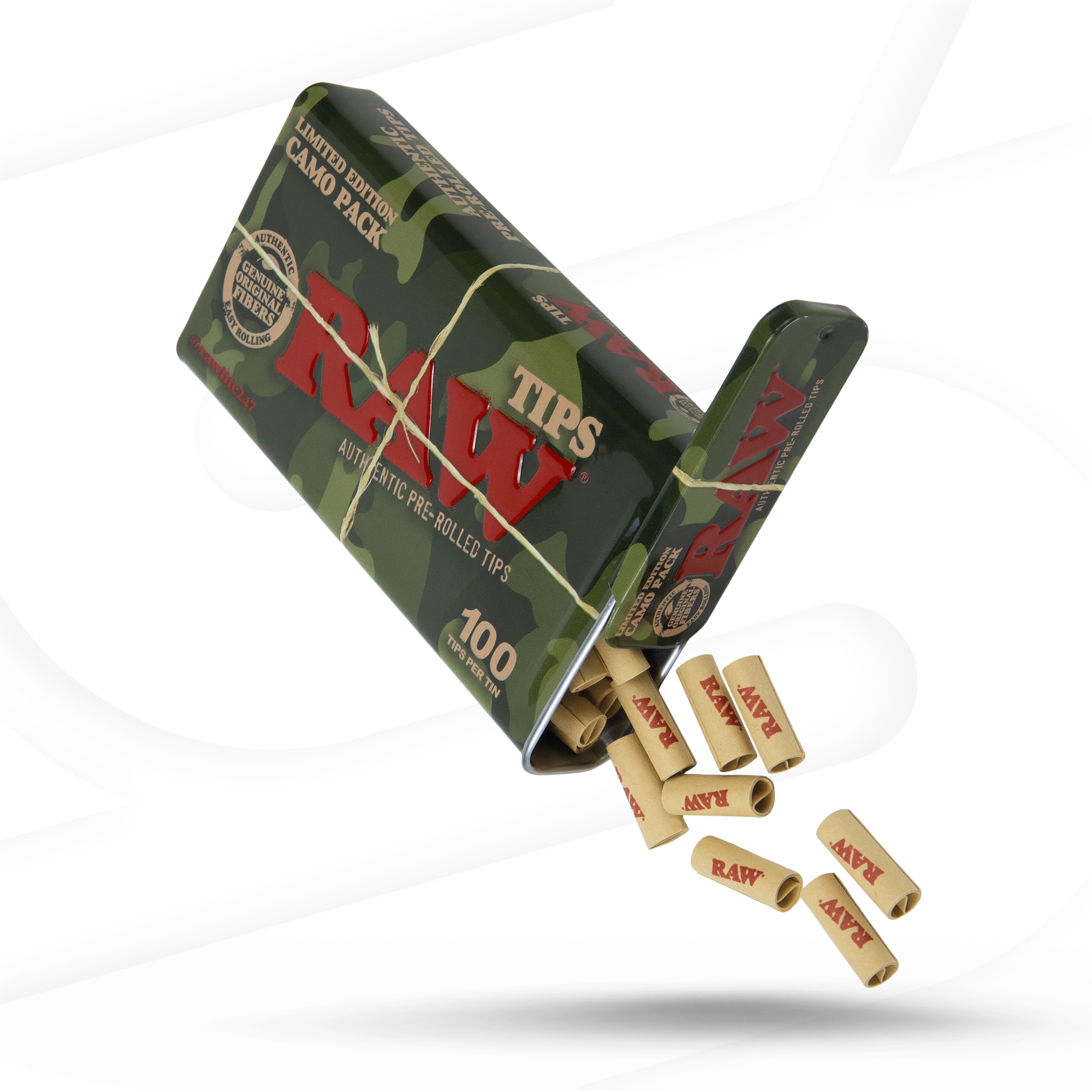 RAW Camo Pre- Rolled Tip Tin Rolling Tips esd-official