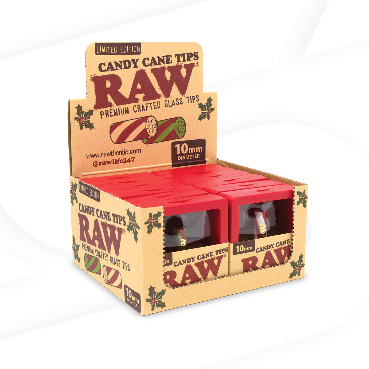 RAW Candy Cane Glass Tips Rolling Tips RAWK-RATH-0008 esd-official