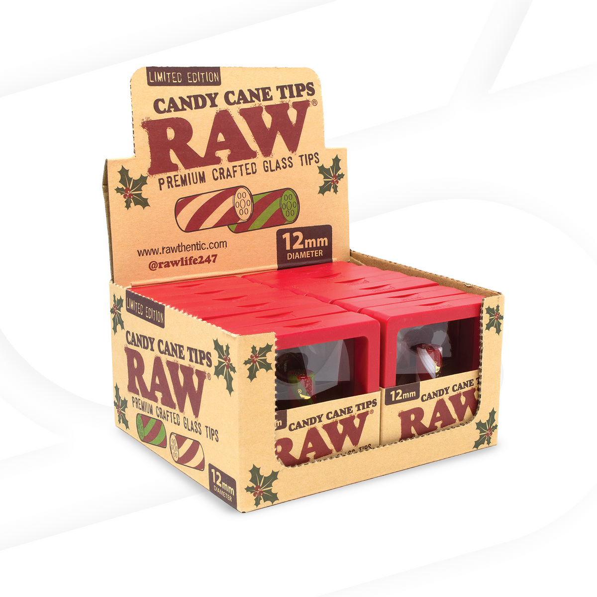 RAW Candy Cane Glass Tips Rolling Tips RAWK-RATH-0009 esd-official