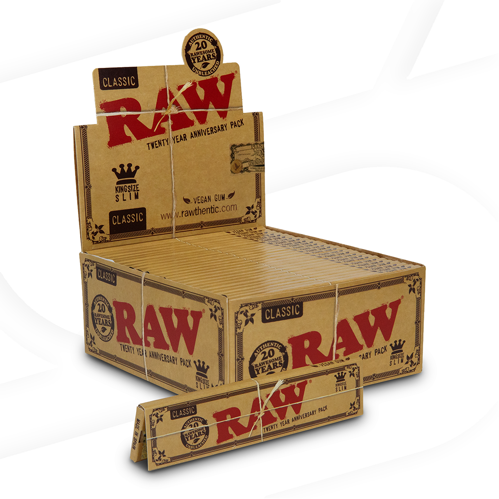 RAW Classic 20 Year Anniversary King Size Slim Rolling Papers Rolling Papers RAWB-RPCL-KL08 esd-official
