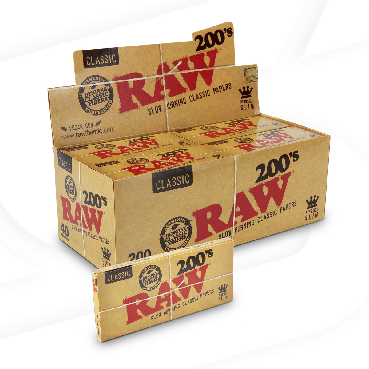 RAW Classic Creaseless King Size Slim Rolling Papers - 200 Rolling Papers RAWB-RPCL-KL04 esd-official