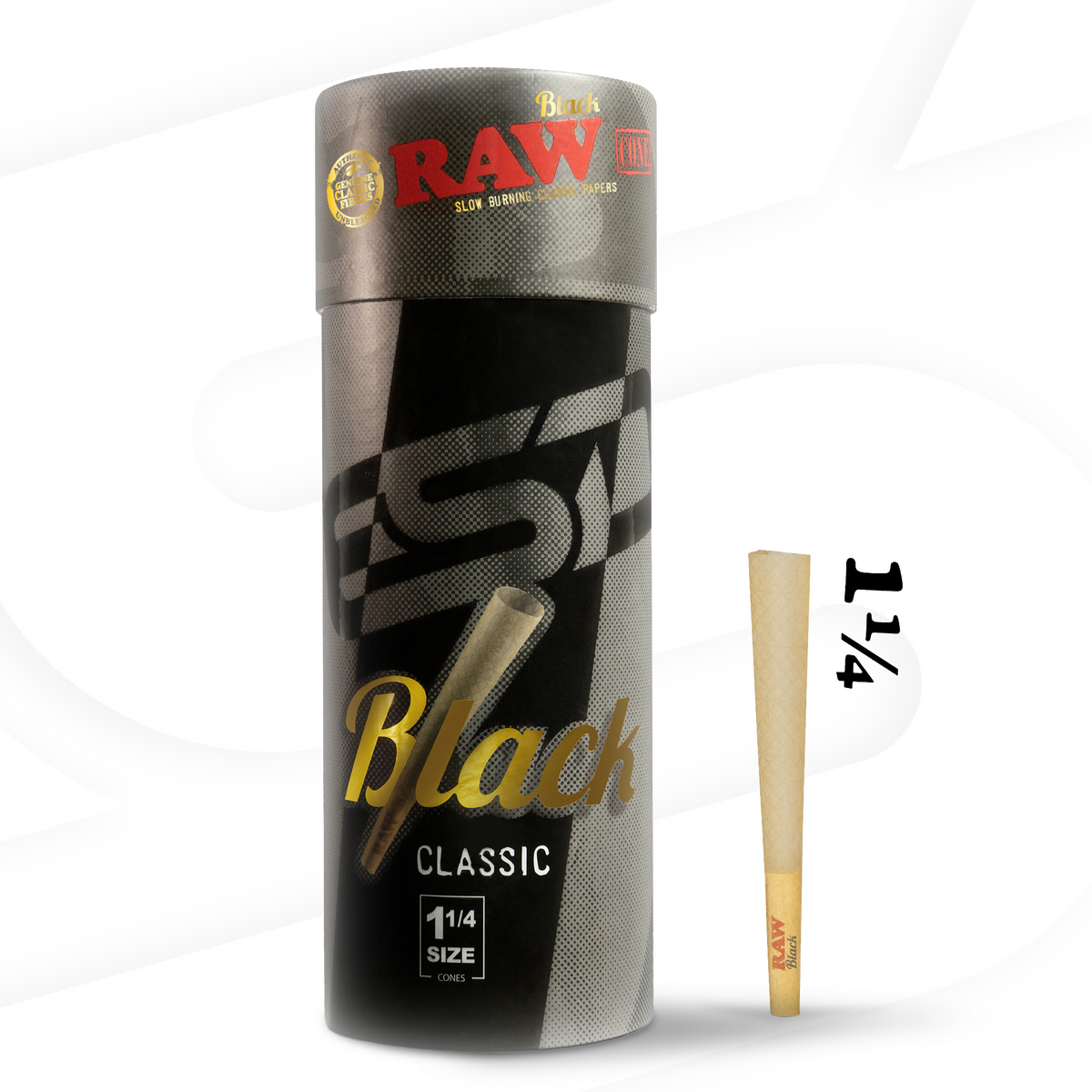 RAW Cones Black 1 1/4 Ultra Thin Pre Rolled Papers RAW Cones esd-official
