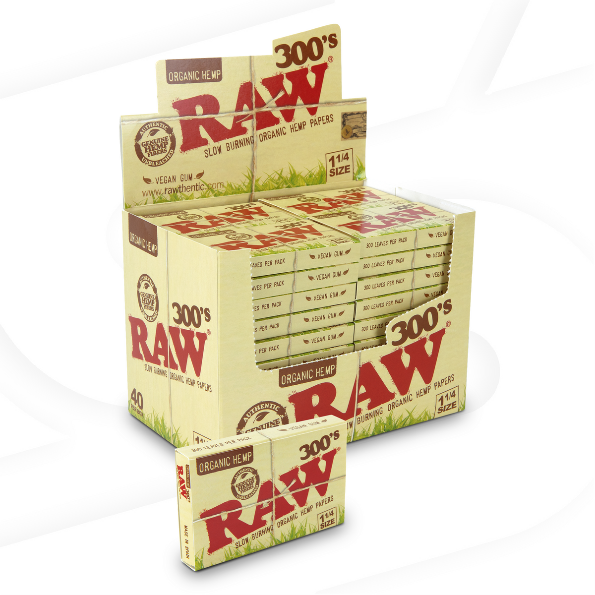 RAW Organic Creaseless 1 1/4 - 300&#39;s Rolling Papers RAWB-RPOH-1404 esd-official