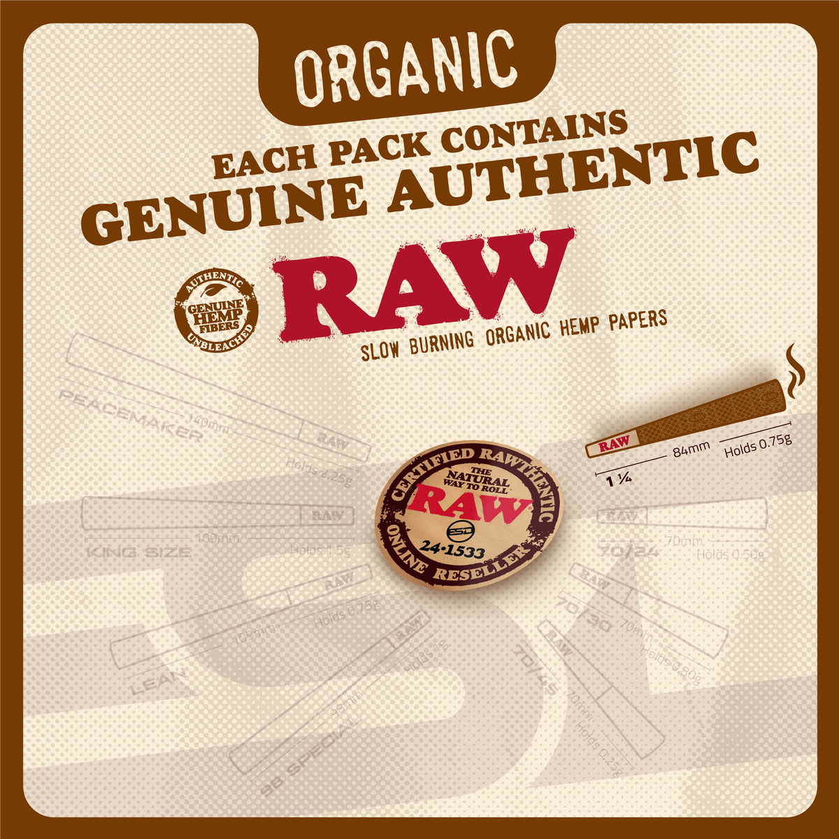 RAW Organic Hemp 1¼ Cones RAW Cones esd-official