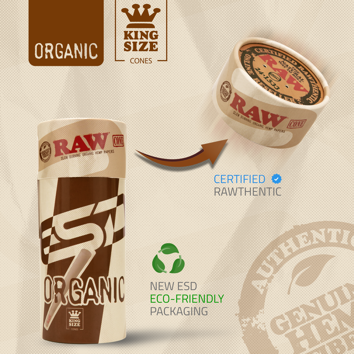 RAW Organic Hemp King Size Cones RAW Cones esd-official