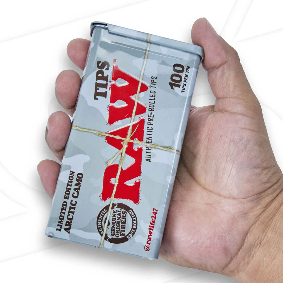 RAW Pre-Rolled Arctic Camo Tin Tips Rolling Tips esd-official