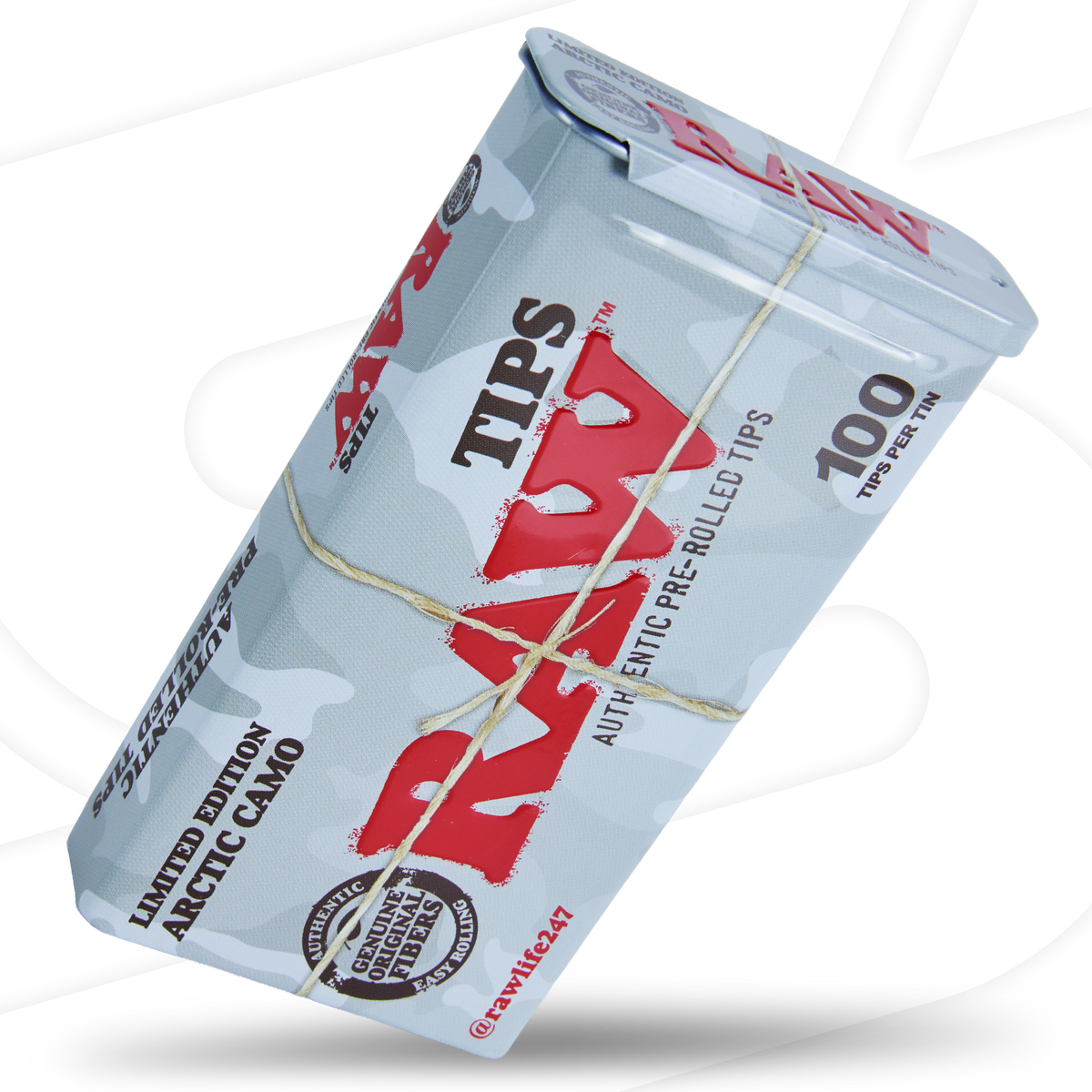 RAW Pre-Rolled Arctic Camo Tin Tips Rolling Tips esd-official