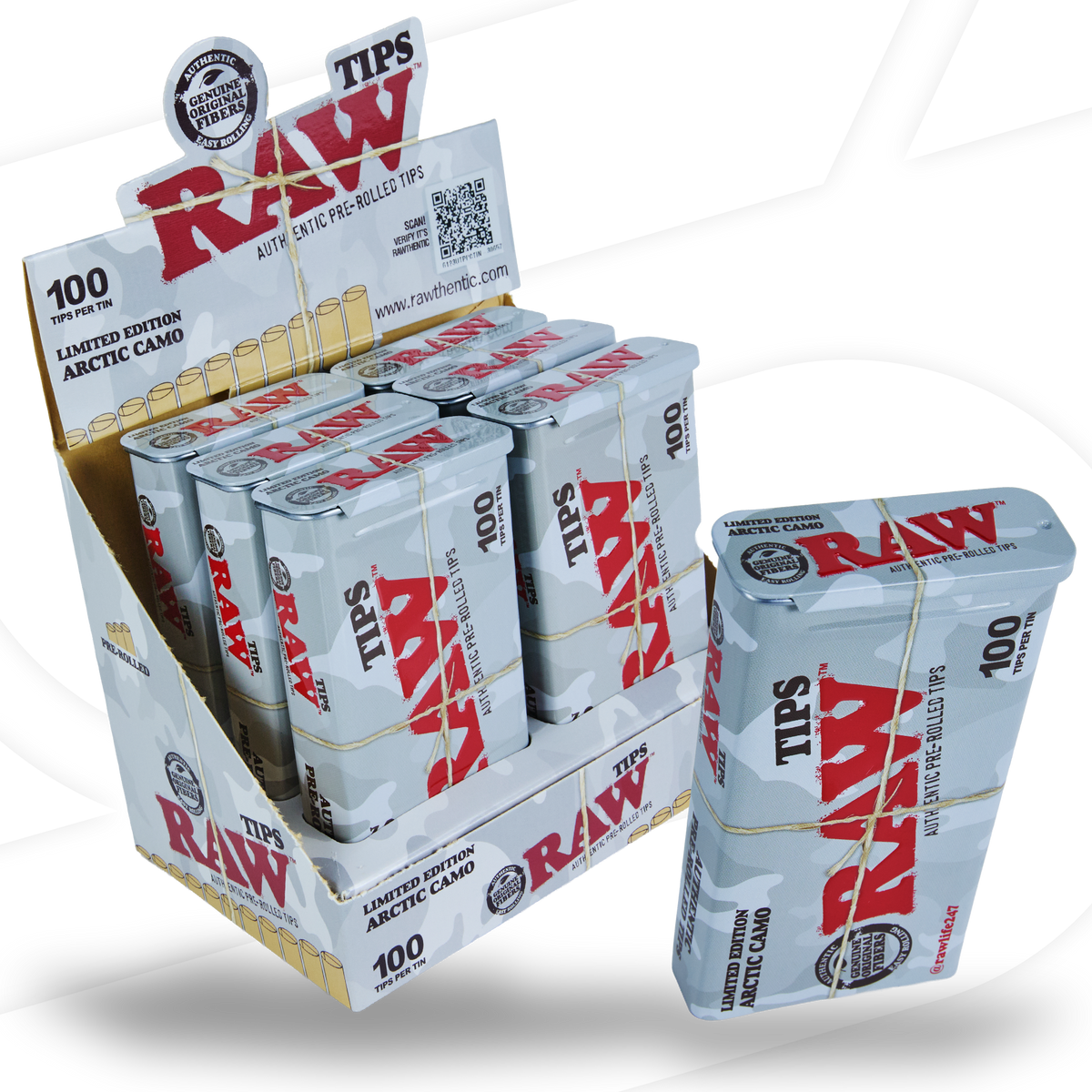 RAW Pre-Rolled Arctic Camo Tin Tips Rolling Tips RAWB-RATH-0042 esd-official