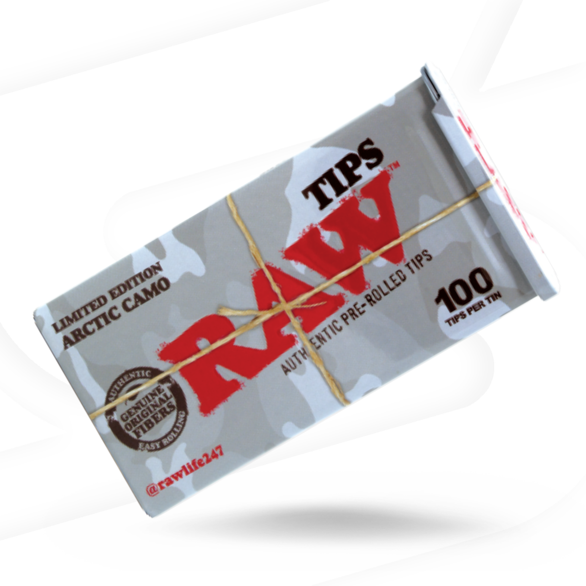 RAW Pre-Rolled Artic Camo Tin Tips Rolling Tips esd-official
