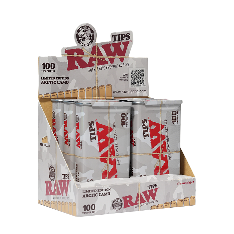 RAW Pre-Rolled Artic Camo Tin Tips Rolling Tips RAWB-RATH-0042 esd-official
