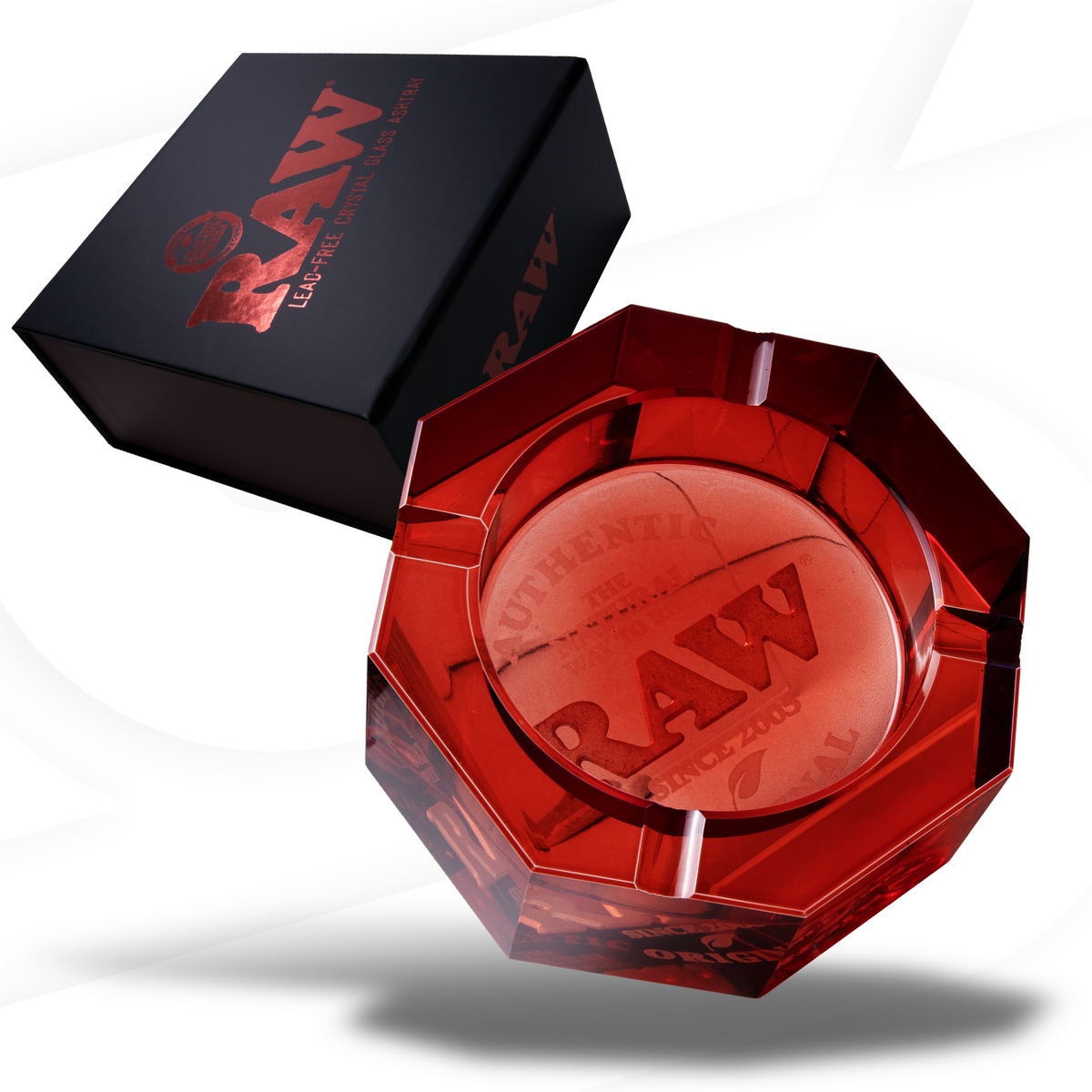 RAW Red Glass Ashtray Rolling Trays RAWU-RAAS-0012 esd-official