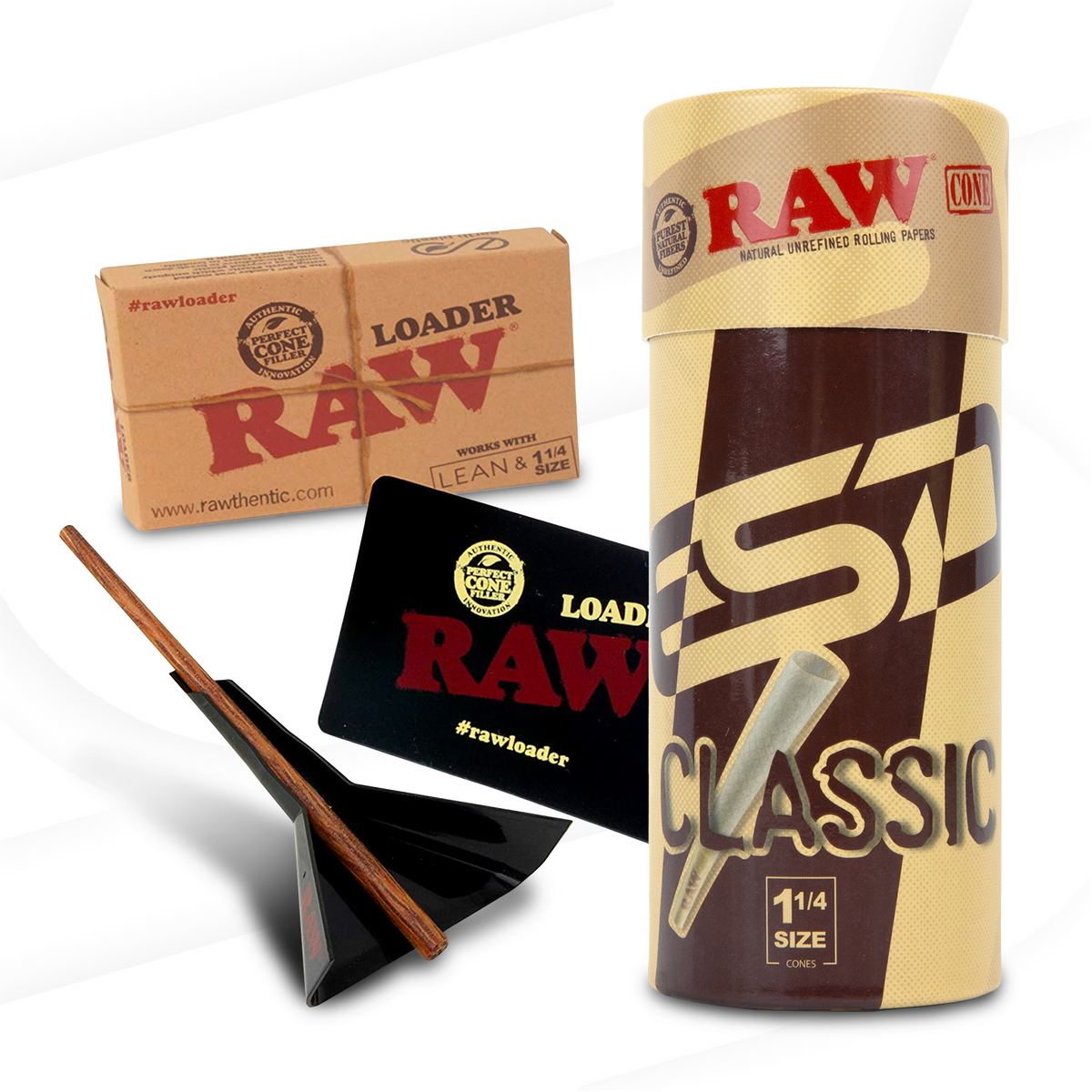 RAW 1¼ Cone Loader Bundle with 50 Classic 1¼ Cones Bundles RAWK-CNCL-1401 esd-official