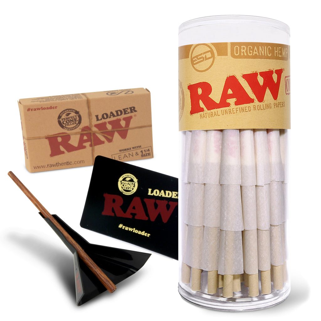 RAW Bundle of Convenience! 50 Organic 1¼ Cones with Loader - ESD Official