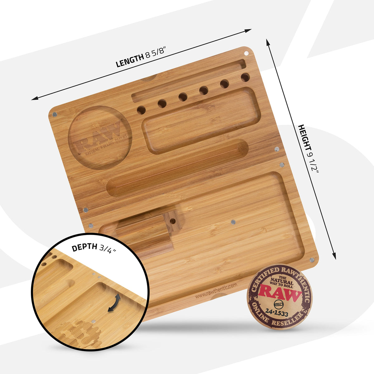 RAW Back Flip Bamboo Rolling Tray Rolling Trays RAWU-RATC-0002 esd-official