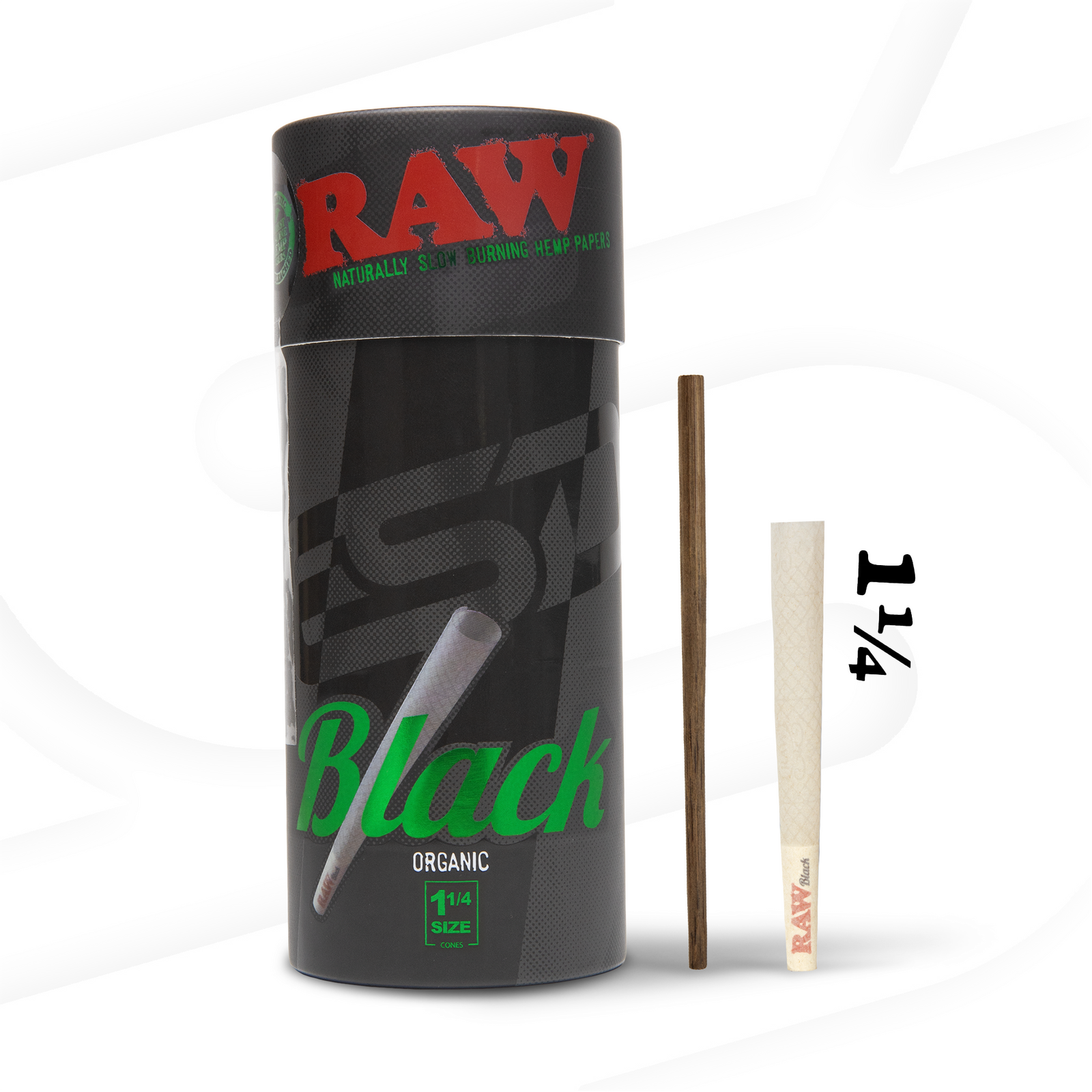 RAW Black Organic Hemp 1 1/4 Cones RAW Cones RAWR-CNOB-1401 esd-official