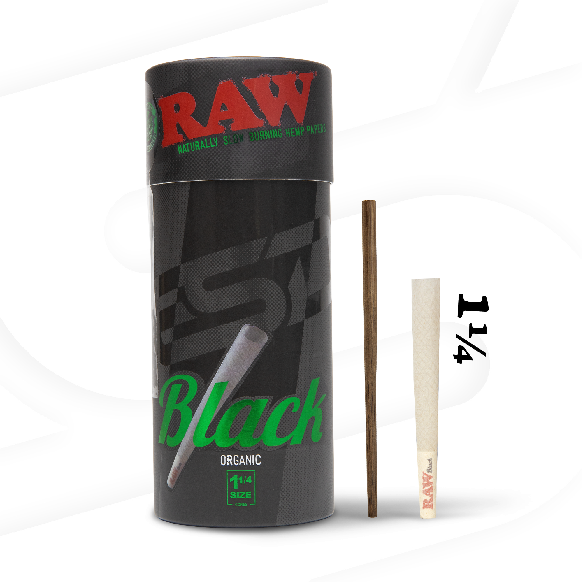 RAW Black Organic Hemp 1 1/4 Cones RAW Cones RAWR-CNOB-1401 esd-official