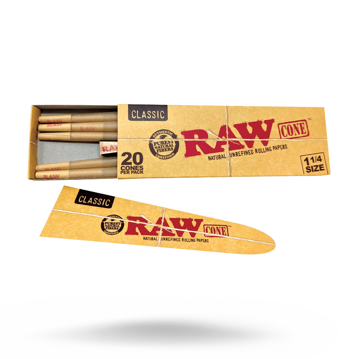 RAW Classic 1 1/4 Cones - 20 Pack RAWB-CNCL-1405 esd-official