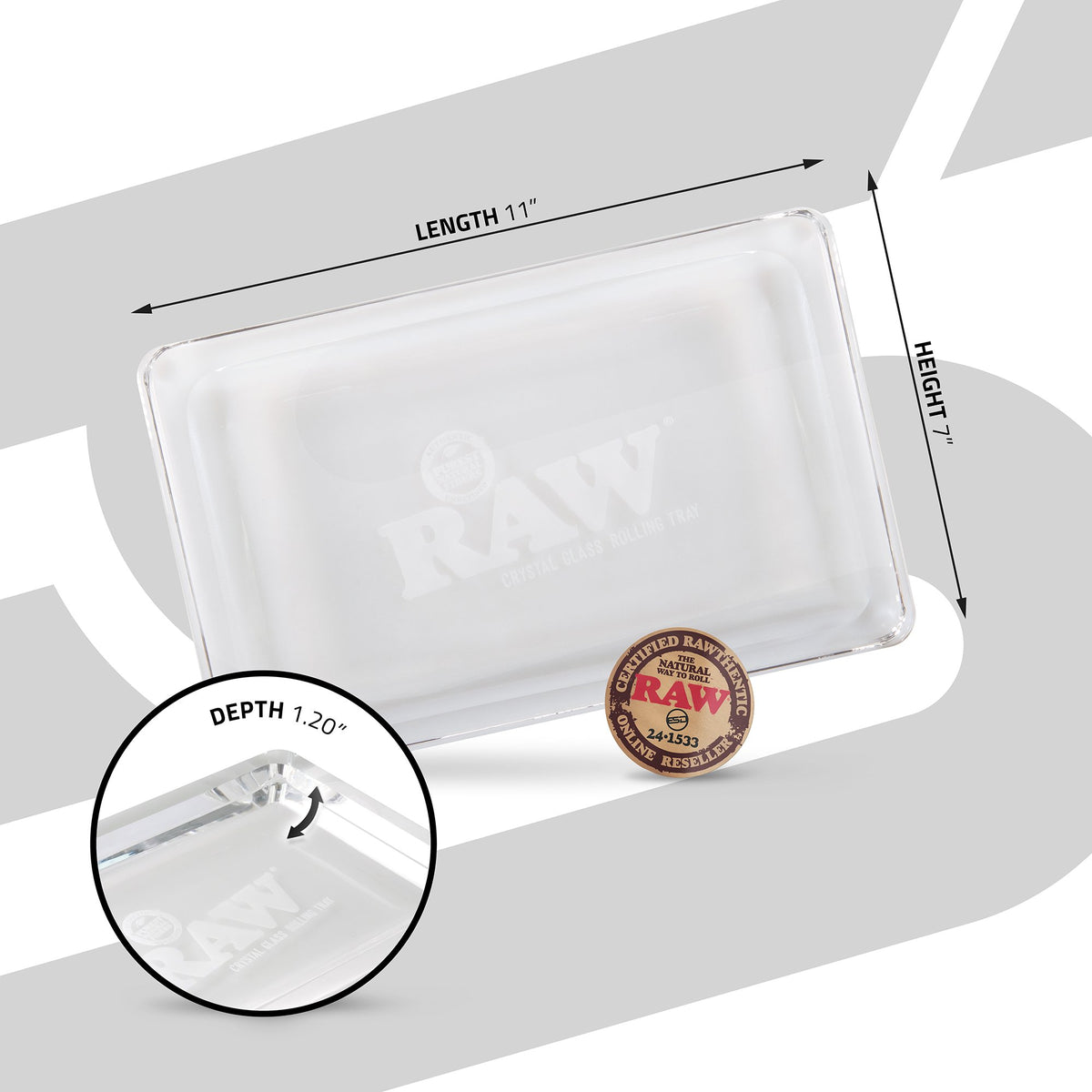 RAW Crystal Glass Rolling Tray Rolling Trays WAR00112-MUSA01 esd-official