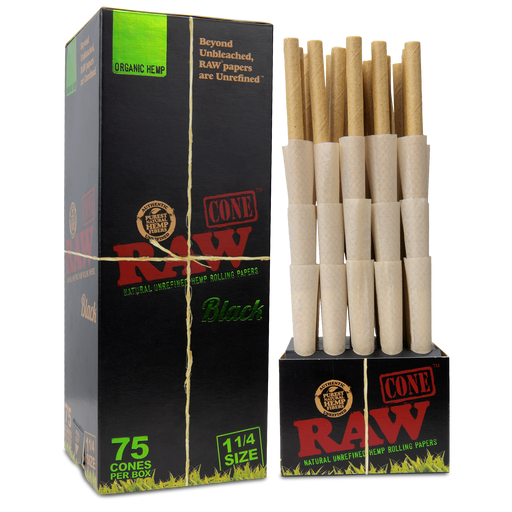 RAW Organic Black 1 1/4 Cones RAW Cones RAWB-CNOB-1401 esd-official