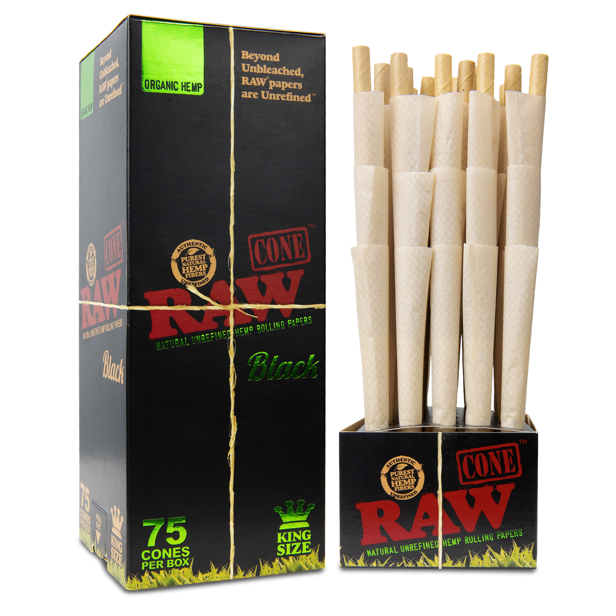 RAW Organic Black Cones- 75 Pack RAW Cones esd-official