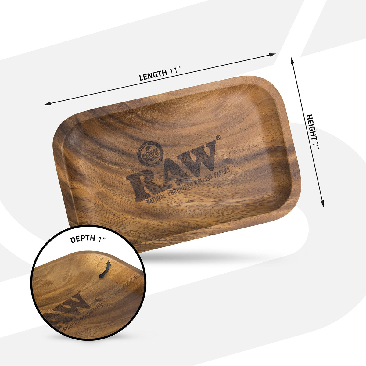 RAW Wood Small Rolling Tray Rolling Trays WAR00149-MUSA01 esd-official